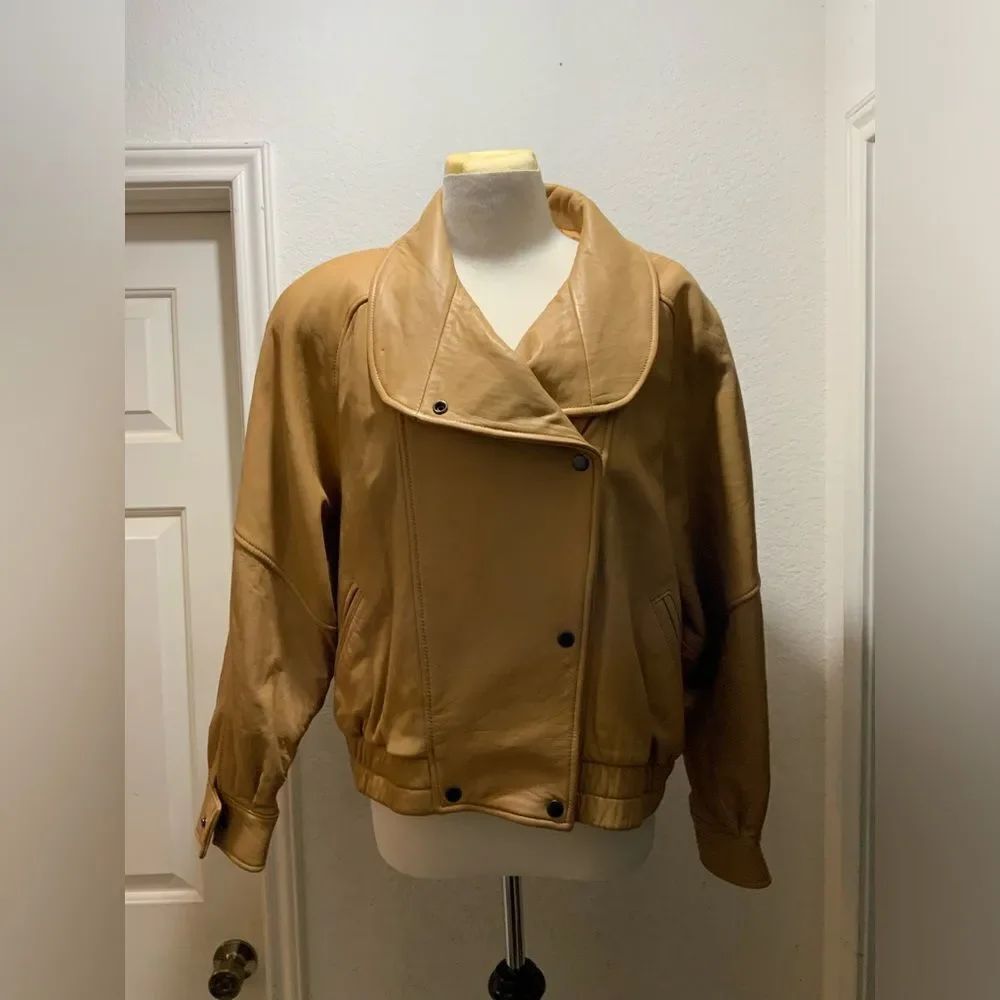 LNR La Nouvelle Renaissance Womens Leather Jacket Size M Brown Button Up